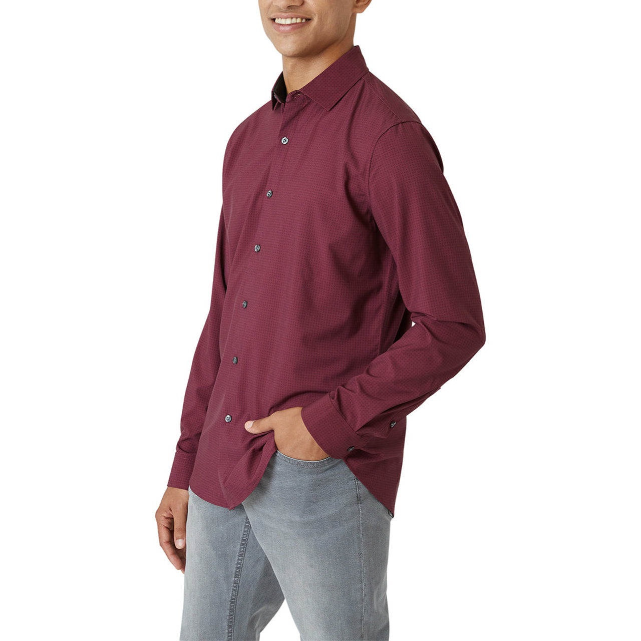  DKNY Walden Button Front Long Sleeve Shirt - Black - Bonton