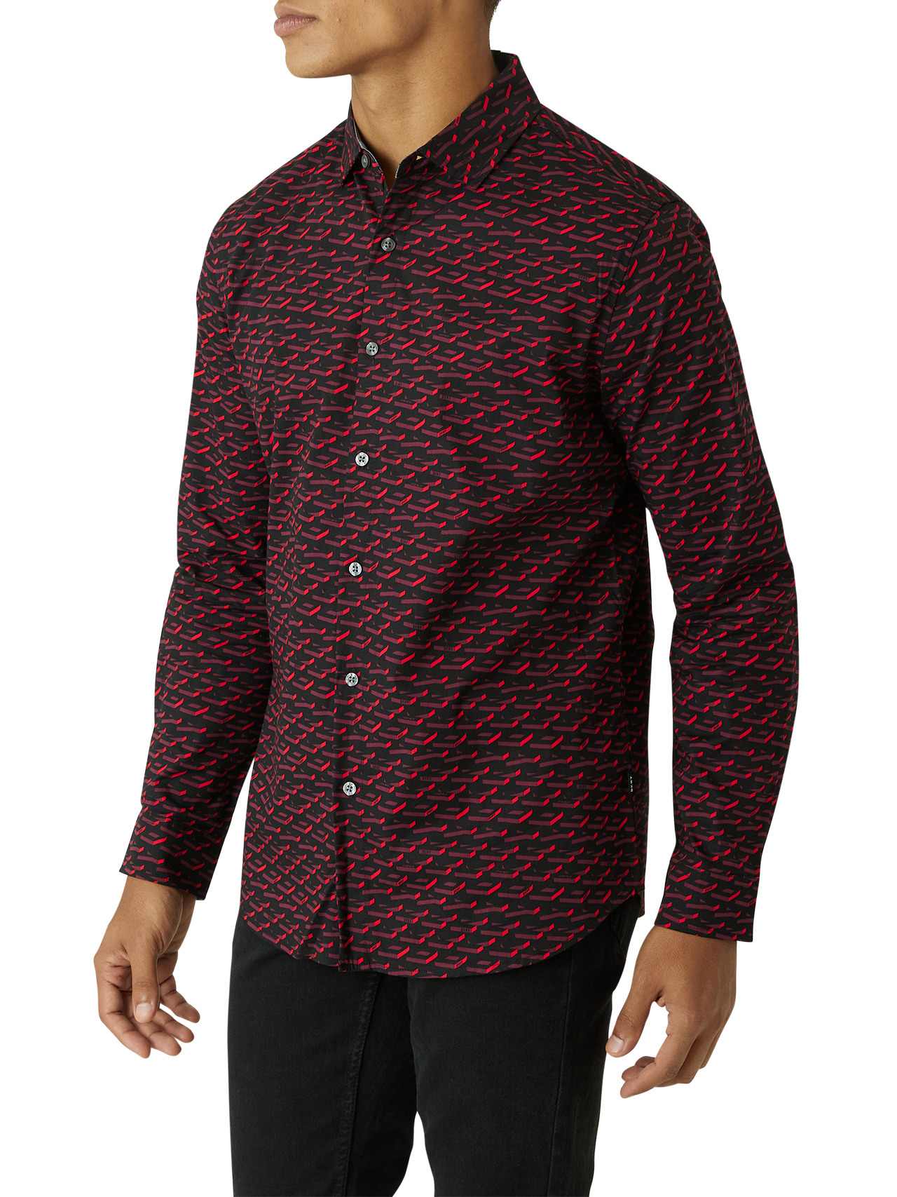  DKNY Burnett Long Sleeve Woven Shirt - Red - Bonton