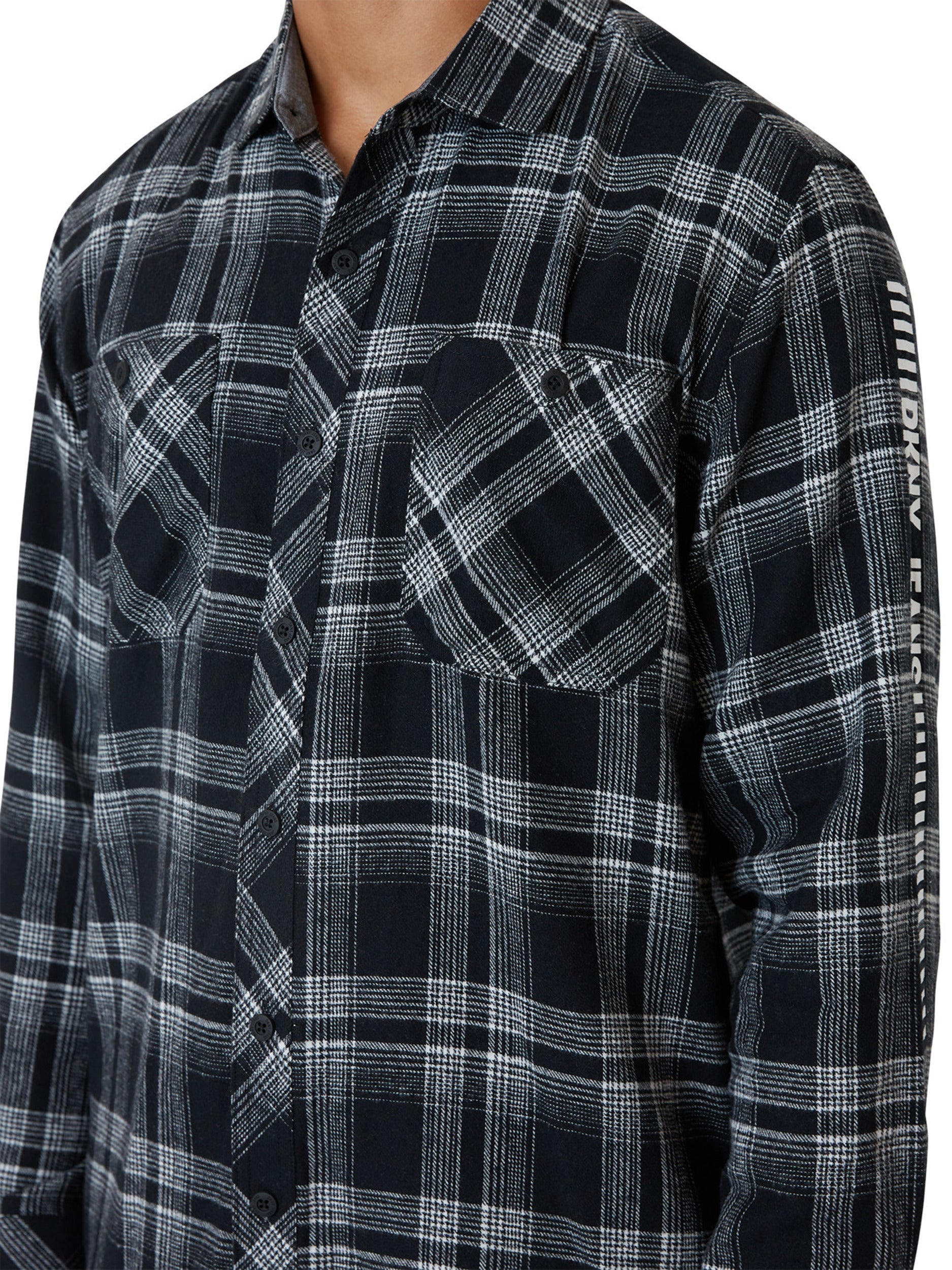  DKNY Calistoga Printed Flannel Shirt - Black - Bonton