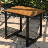 Rectangle Side Table - Chestnut with Powder-Coated Steel Frame - Brown