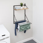 Wall Mounted Drying Rack with Shelf for Small Laundry Room