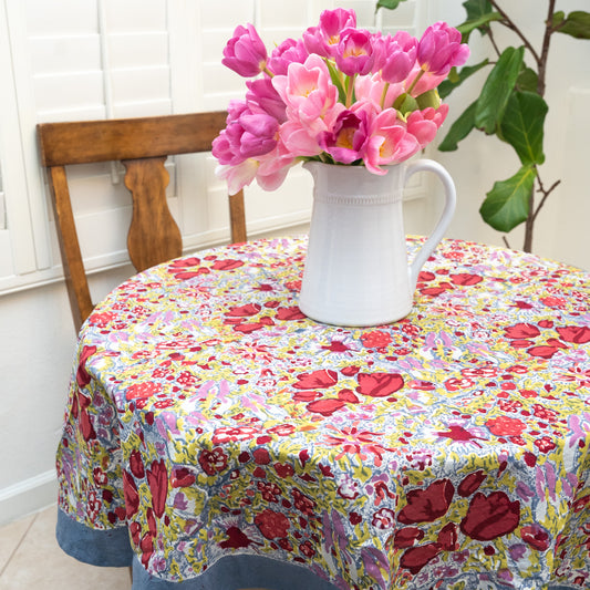 Jardin Red/Grey Tablecloth Round