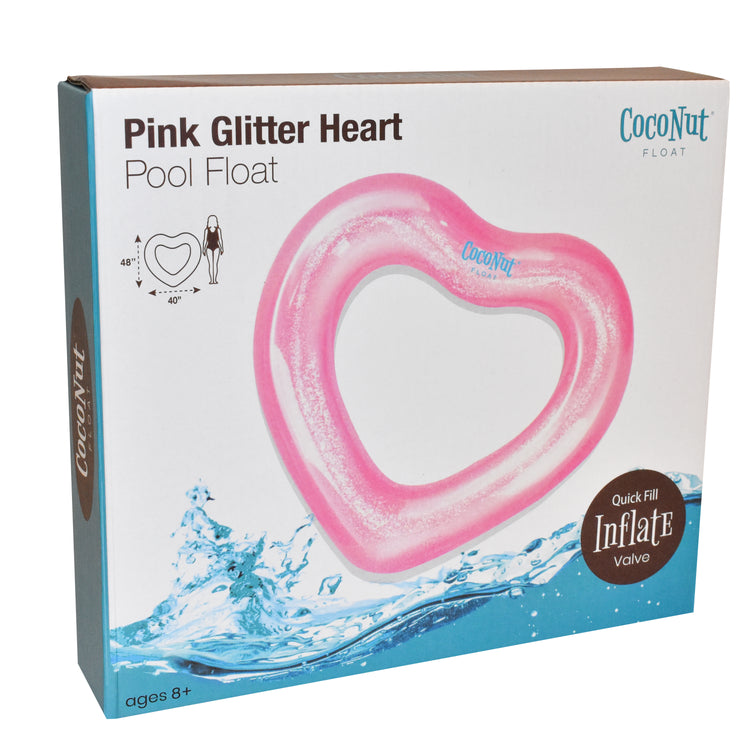 Pink Glitter Heart Pool Float