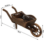 Wooden Decorative Wheelbarrow Planter for Patio, Lawn and Garden - 35" L x 10" W x 11" - Brown