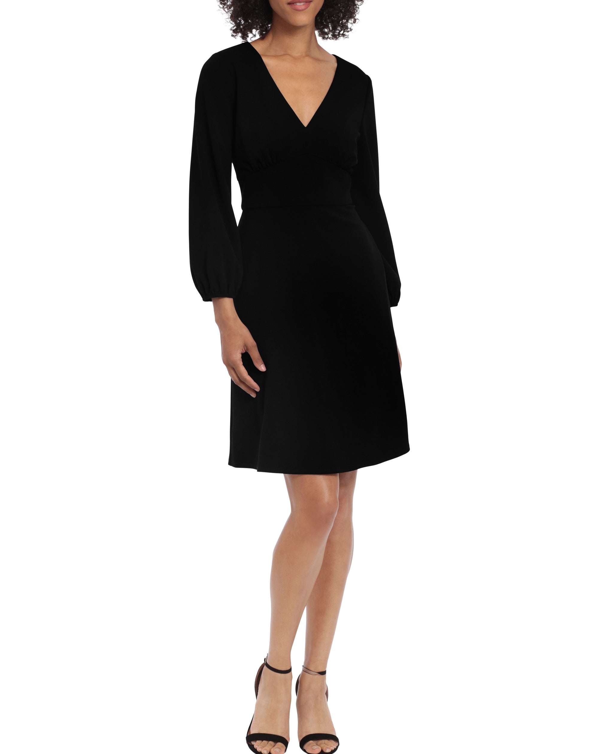  Donna Morgan Long Billow Sleeve Dress - BLACK - Bonton