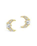 Crescent Moon Earrings with CZ Stones