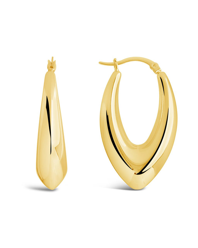 1.5" V Gold Rhodium Plated Stainless Steel Drop Hoops