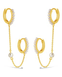 Zorina Double Micro Hoops with Pearls