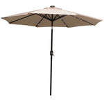 Solar Patio Umbrella with Canopy, LED Lights and Tilt and Crank - 9'