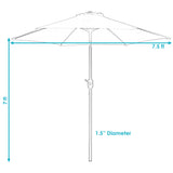 Aluminum Patio Umbrella with Tilt & Crank Shade Control - 7.5' Beige
