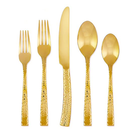 Paris Hammered Gold Titan 20-Piece Flatware Set