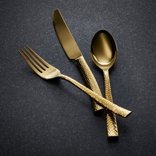 Paris Hammered Gold Titan 20-Piece Flatware Set