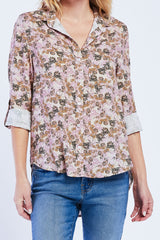 Elisa Rolled Tab Sleeve Button Down Shirt