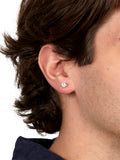 Men's Silver CZ Stud Earrings