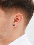 Men's Black Square Stud Earrings