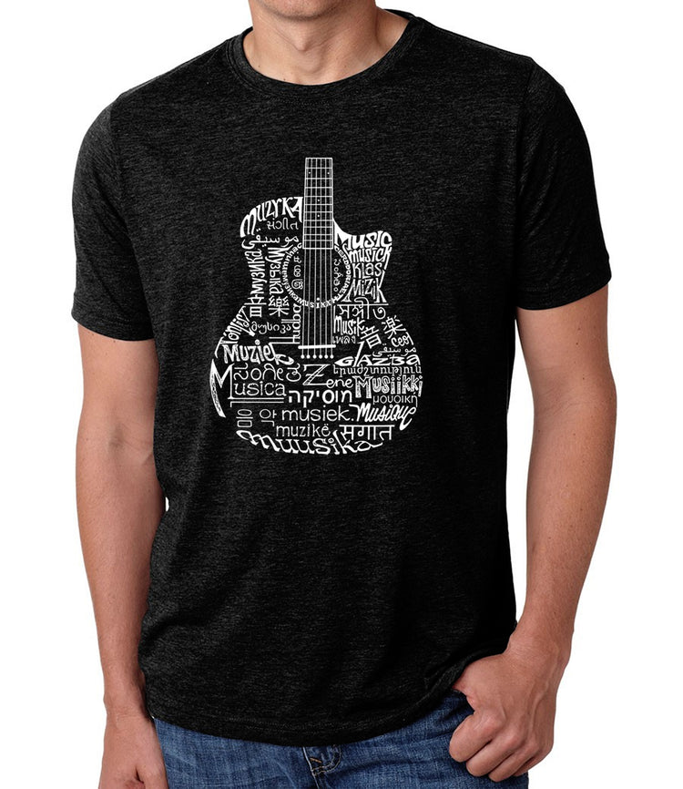 Premium Blend Word Art T-shirt - Languages Guitar