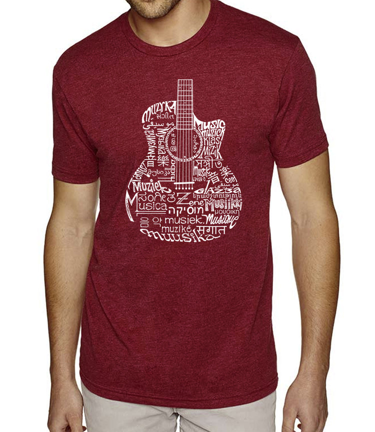 Premium Blend Word Art T-shirt - Languages Guitar