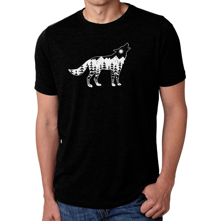 Premium Blend Word Art T-shirt - Howling Wolf