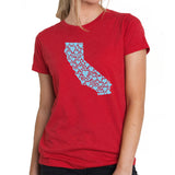 LA Pop Art Women's Premium Blend Word Art T-shirt - California Hearts