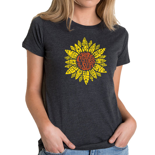 LA Pop Art Women's Premium Blend Word Art T-shirt - Sunflower