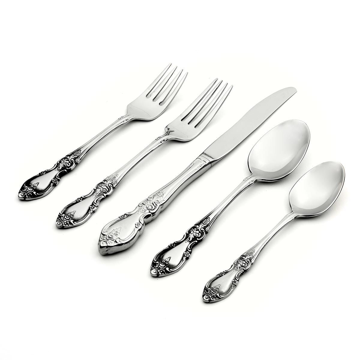  Oneida Louisiana 45-Piece Flatware Set - Stainless Steel - Bonton