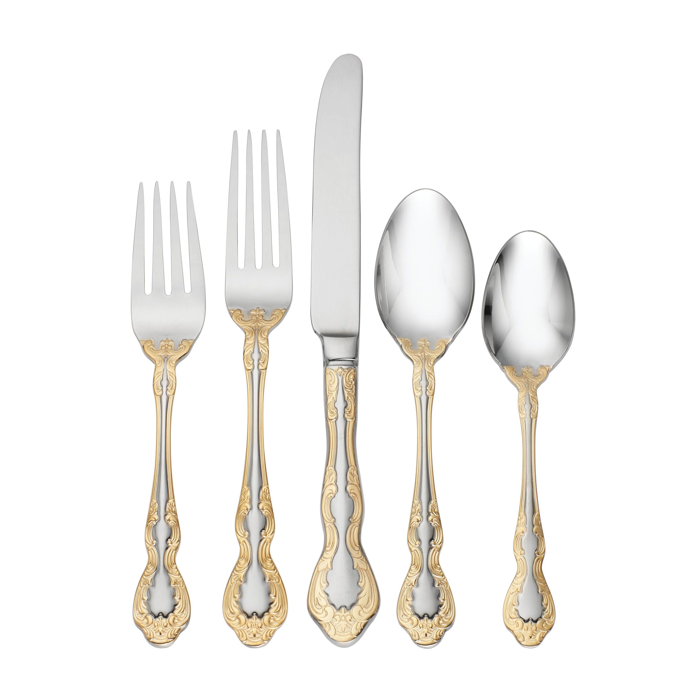  Oneida Golden Mandolina 45-Piece Flatware Set - Stainless Steel / Gold - Bonton