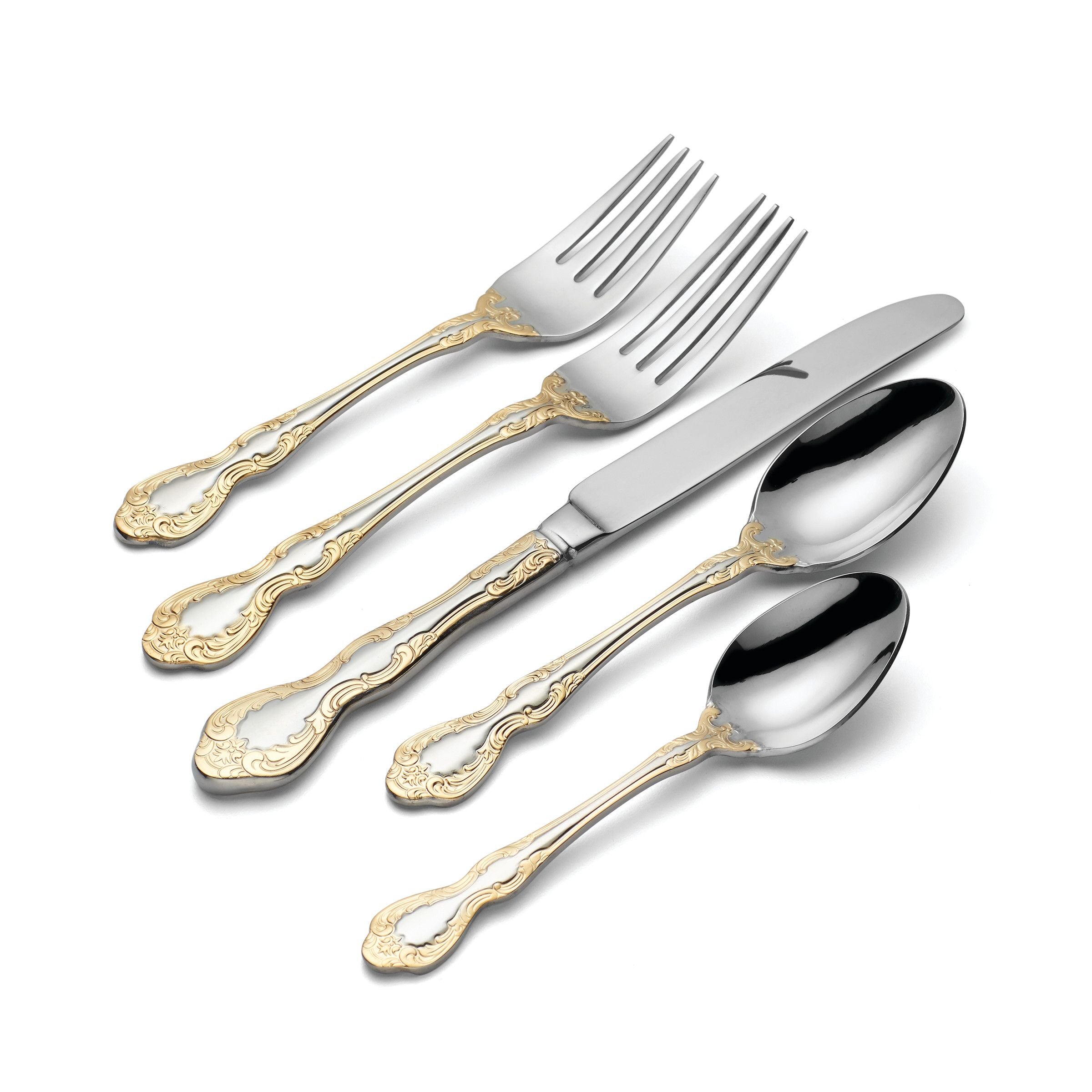  Oneida Golden Mandolina 45-Piece Flatware Set - Stainless Steel / Gold - Bonton