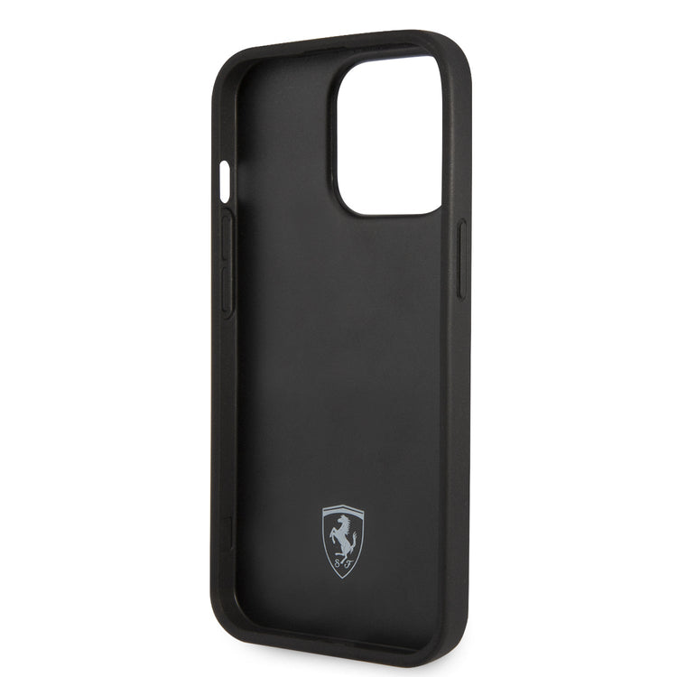 iPhone 14 Pro - Leather Black Case Printed Big Sf Logo - Ferrari2