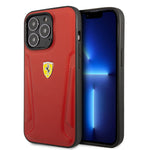 iPhone 14 Pro - Leather Red Case Hot Stamped Sides And Yellow Shield Logo - Ferrari2