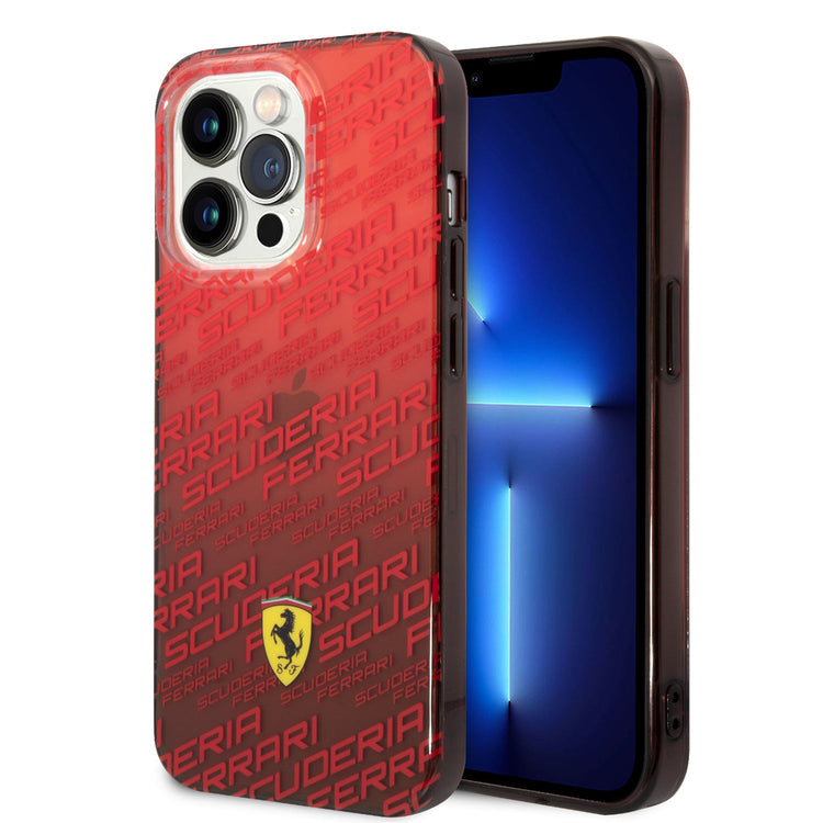 iPhone 14 Plus - PC/TPU Red Gradient Case Allover Scuderia And Dyed Bumper - Ferrari