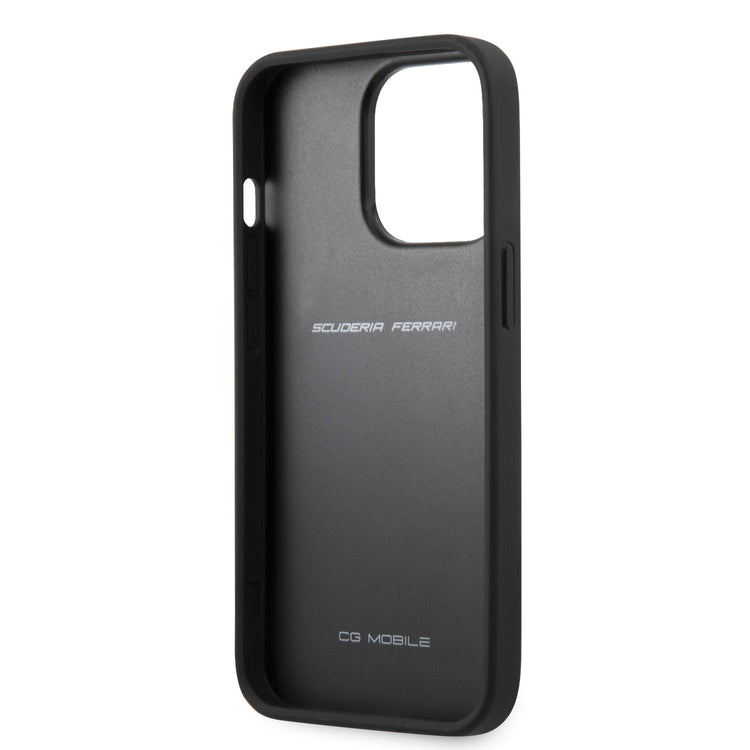 iPhone 13 Pro Max - Leather Black On Track Collection With Stripe - Ferrari