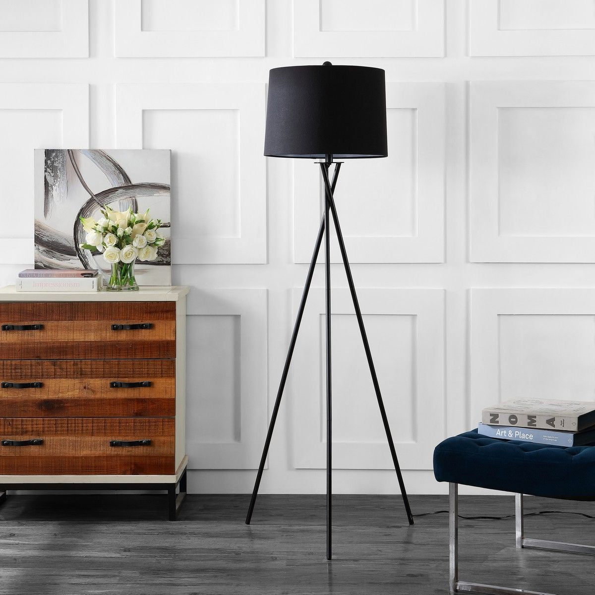  Safavieh Parsen Floor Lamp - Black - Bonton