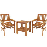 Meranti Wood with Teak Oil Finish Patio Table and Chairs Conversation Set - 3 Piece Set
