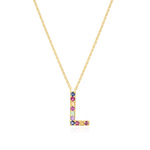 Rainbow Gemstone Initial Necklace