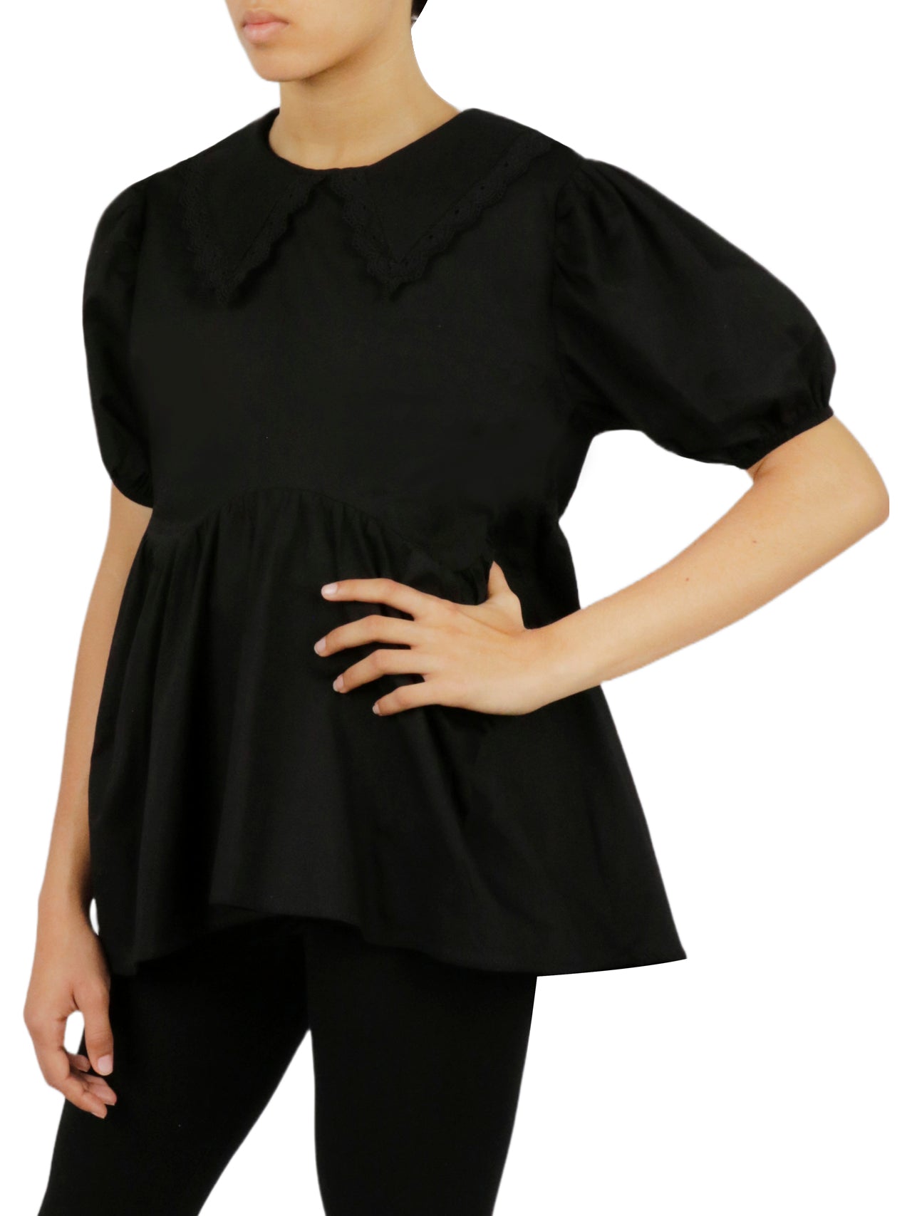  Lace Detail Blouse - Black - Bonton