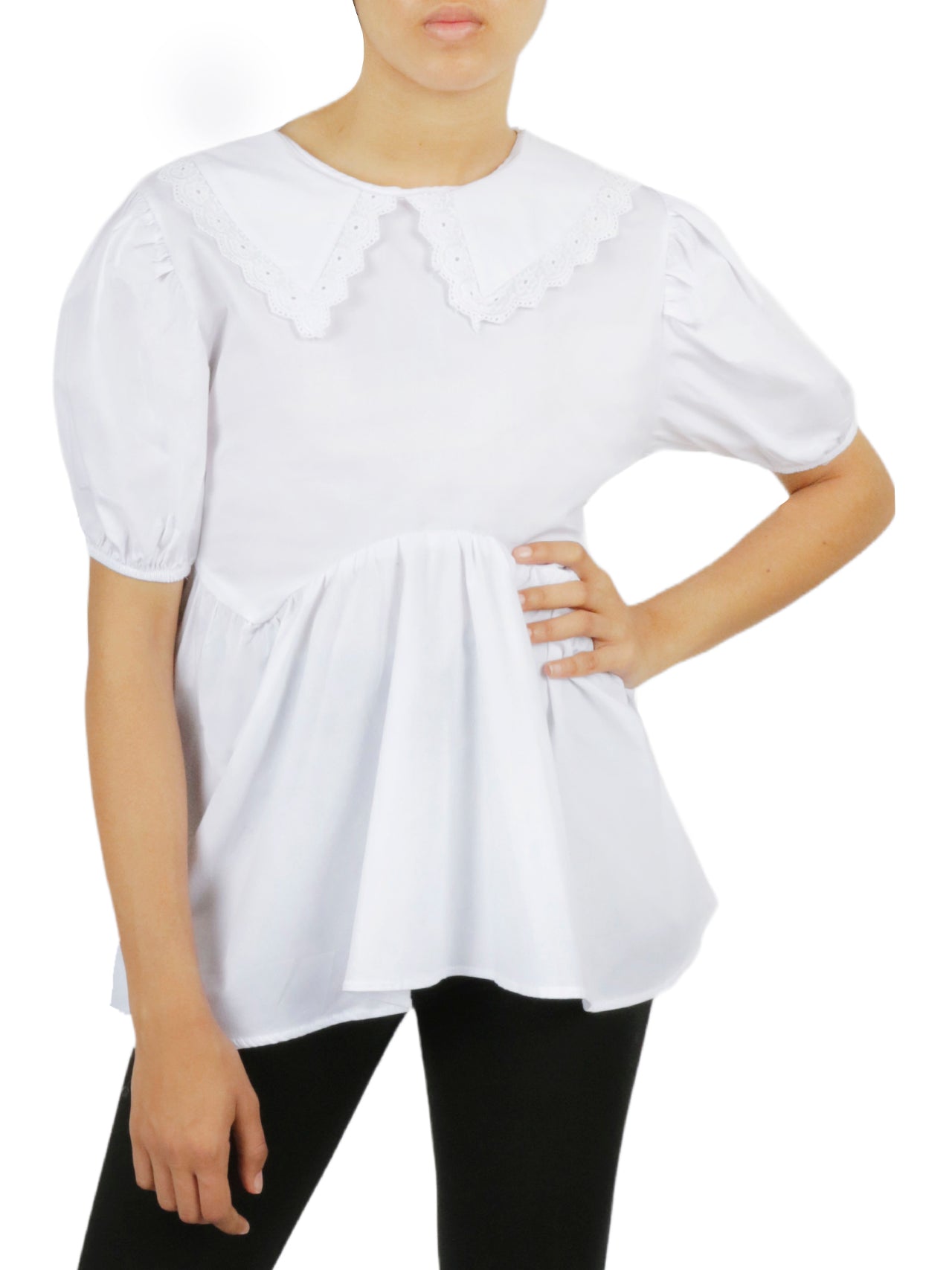  Cream & Rouge Lace Detail Blouse - White - Bonton