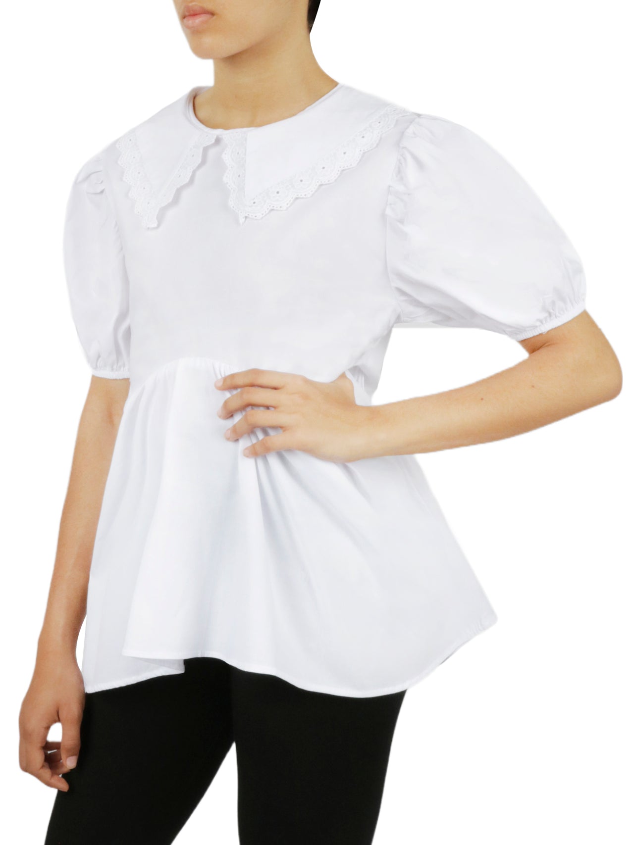  Lace Detail Blouse - White - Bonton