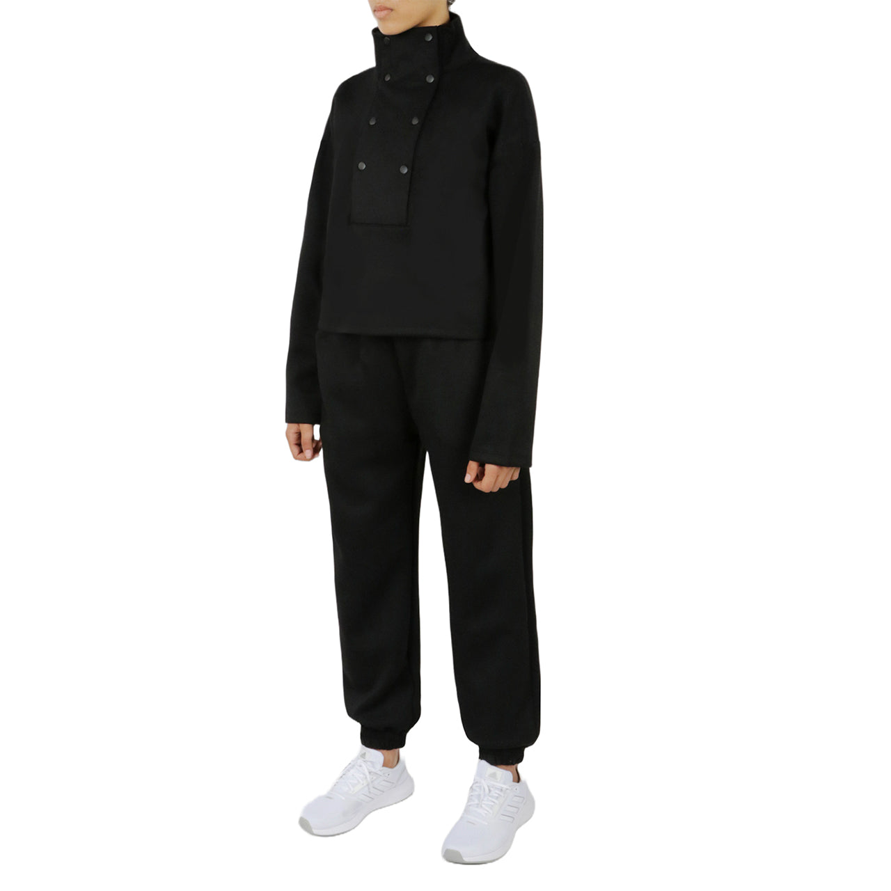  Button Front Sweatshirt - Black - Bonton