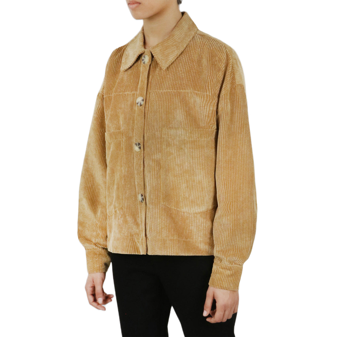  Velvet Corduroy Shacket - Beige - Bonton