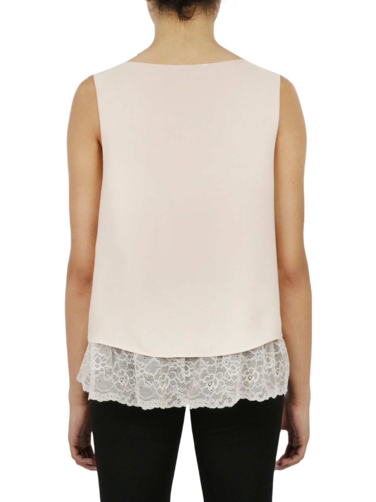  Cream & Rouge Lace Hem Tank - Powder - Bonton