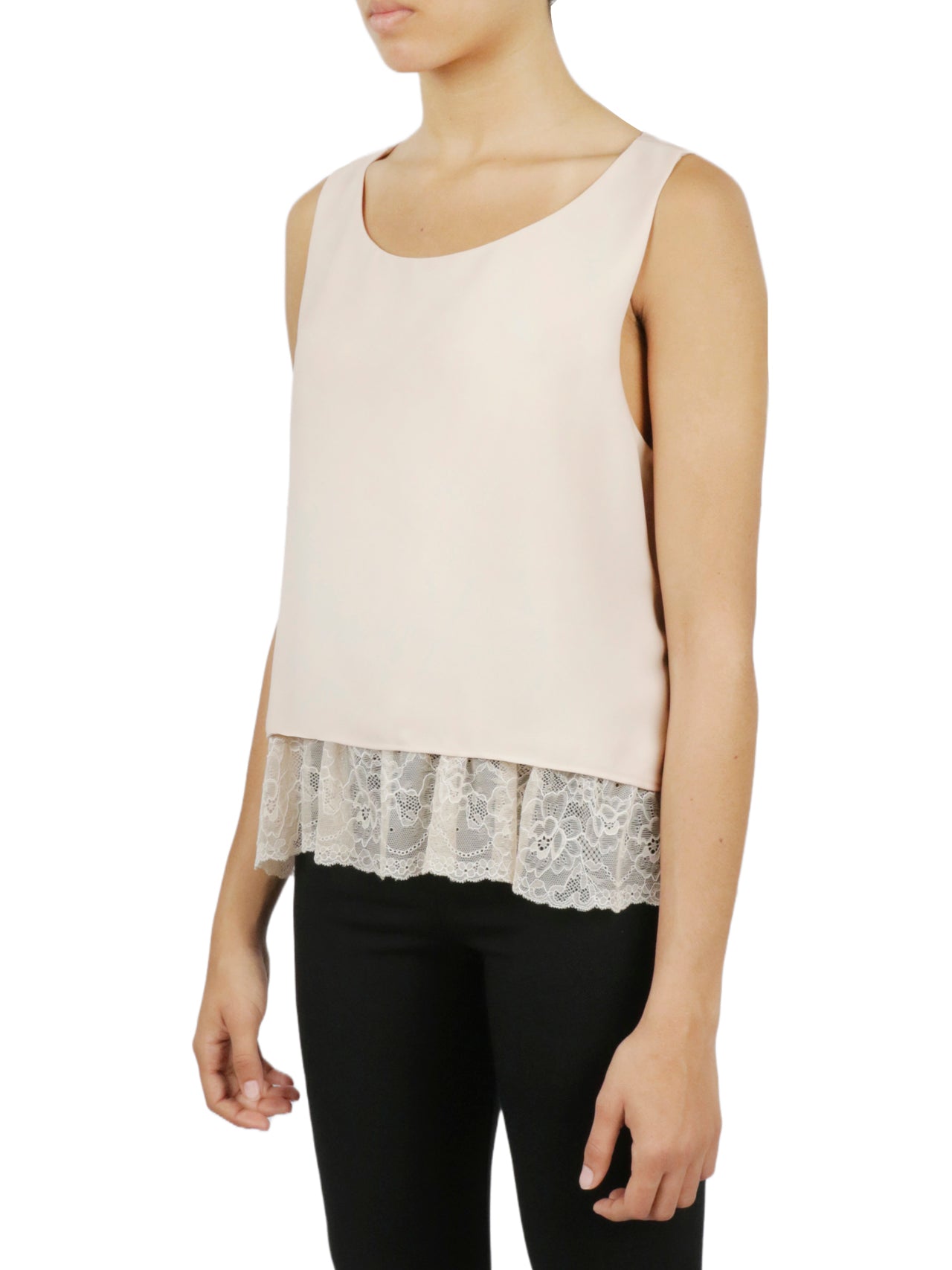  Lace Hem Tank - Powder - Bonton