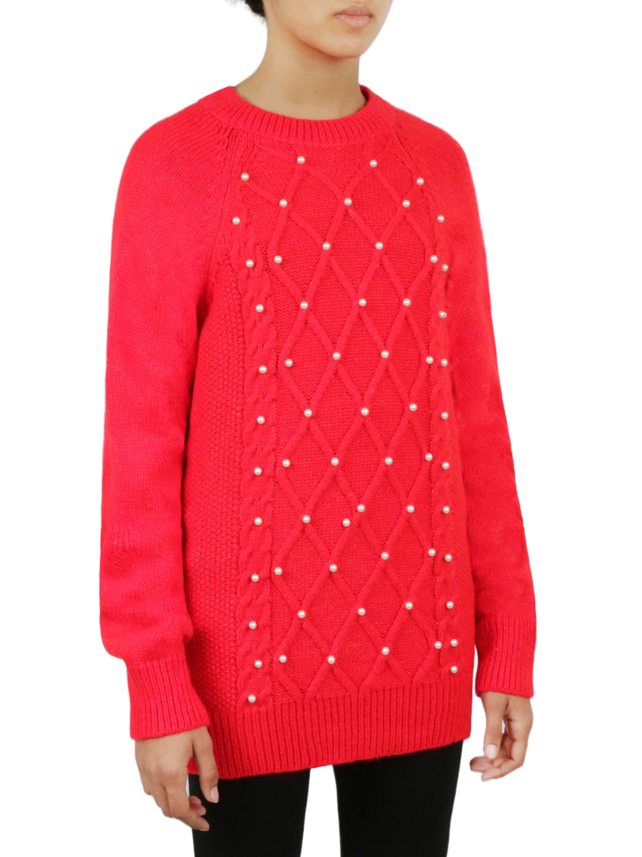  Embellished Cable Pullover - Powder - Bonton