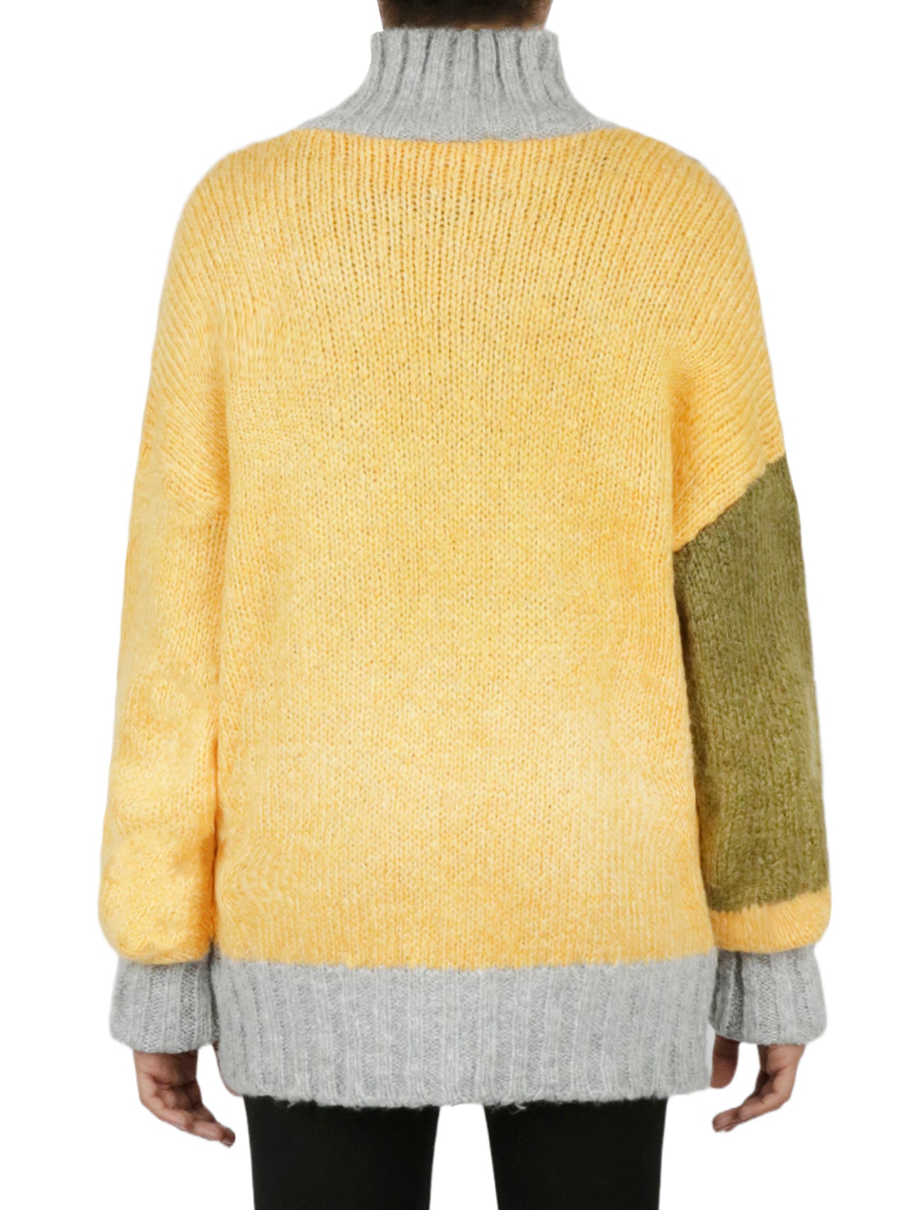  Color Block Tunic Sweater - Beige - Bonton