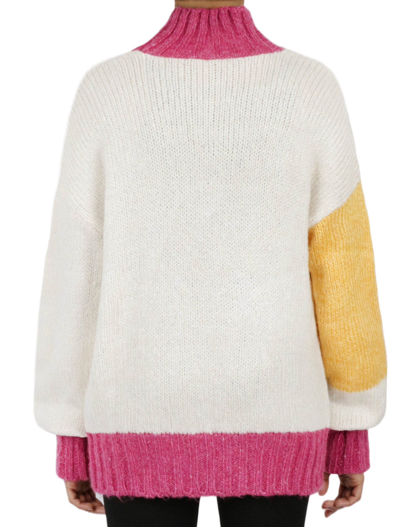  Color Block Tunic Sweater - Beige - Bonton