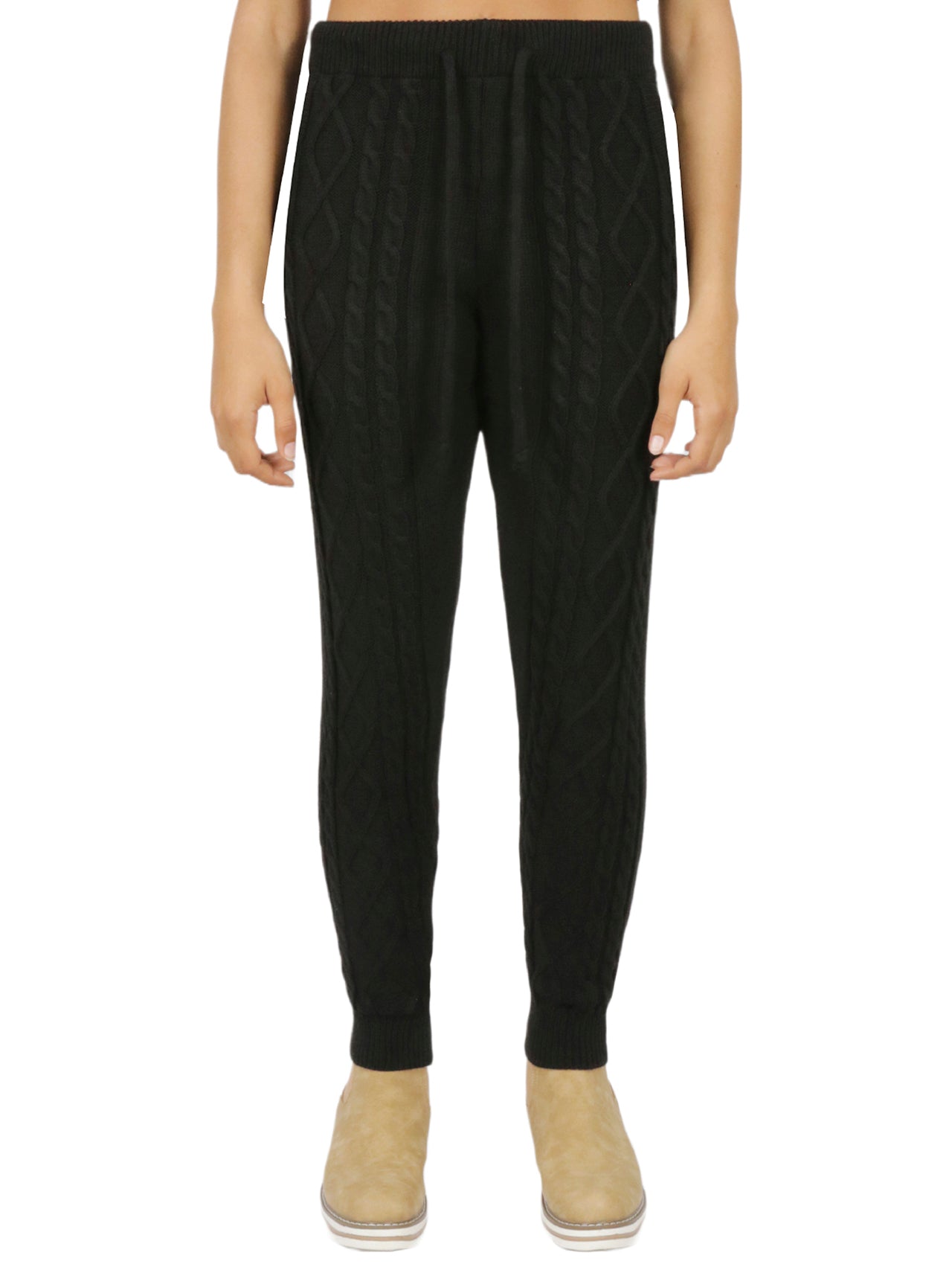  Miss Poeym Cozy Cable Knit Jogger - Dark Fuschia - Bonton