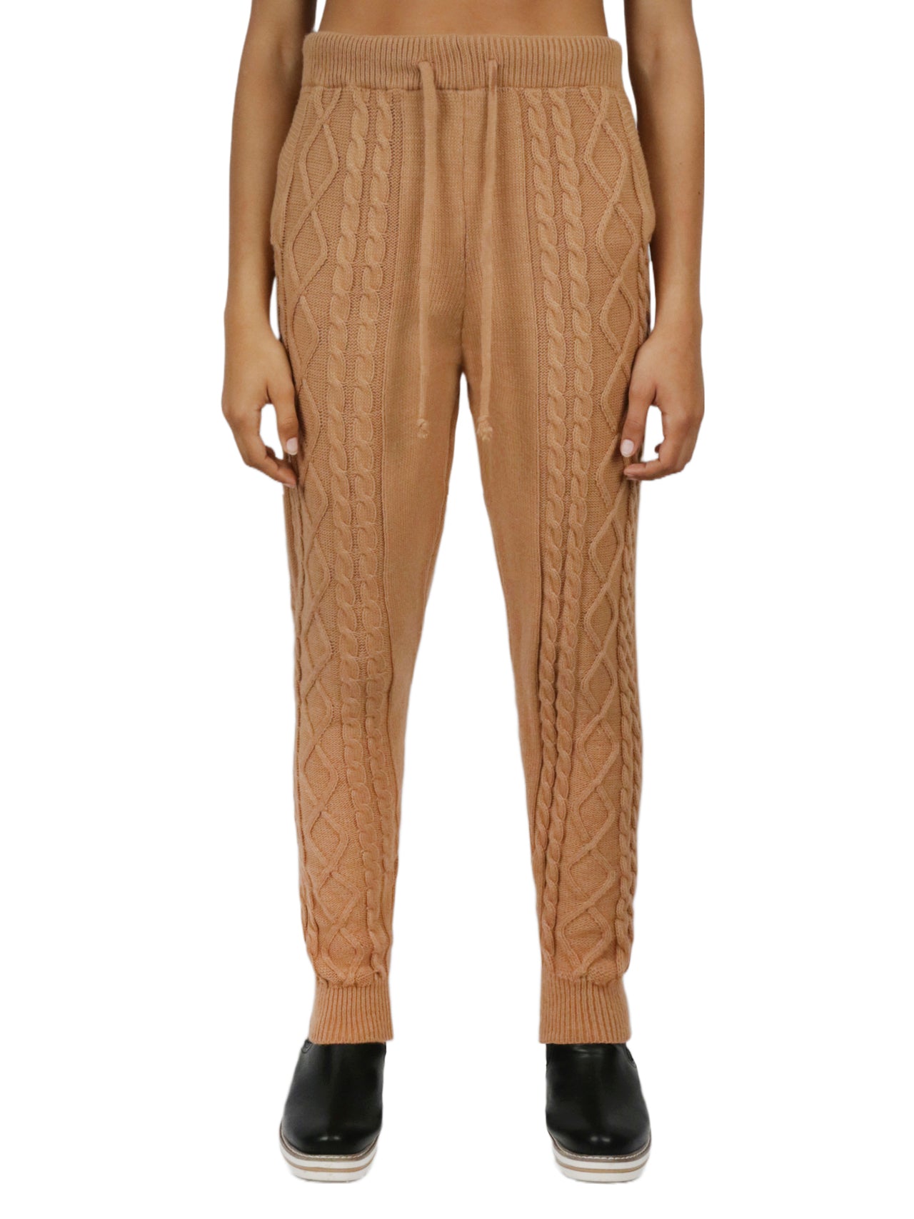  Cozy Cable Knit Jogger - Camel - Bonton