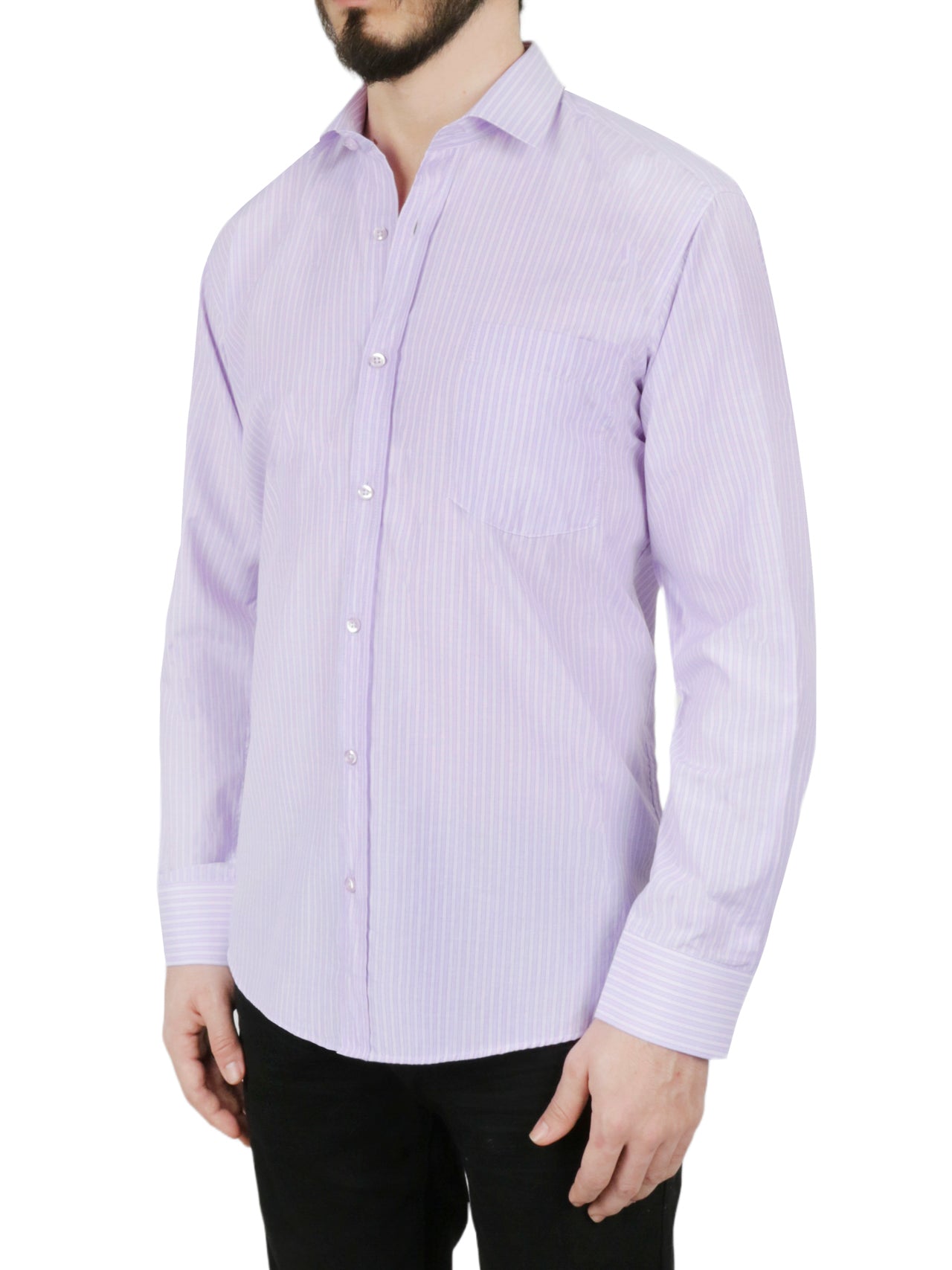  Purple Striped Dress Shirt - Purple - Bonton