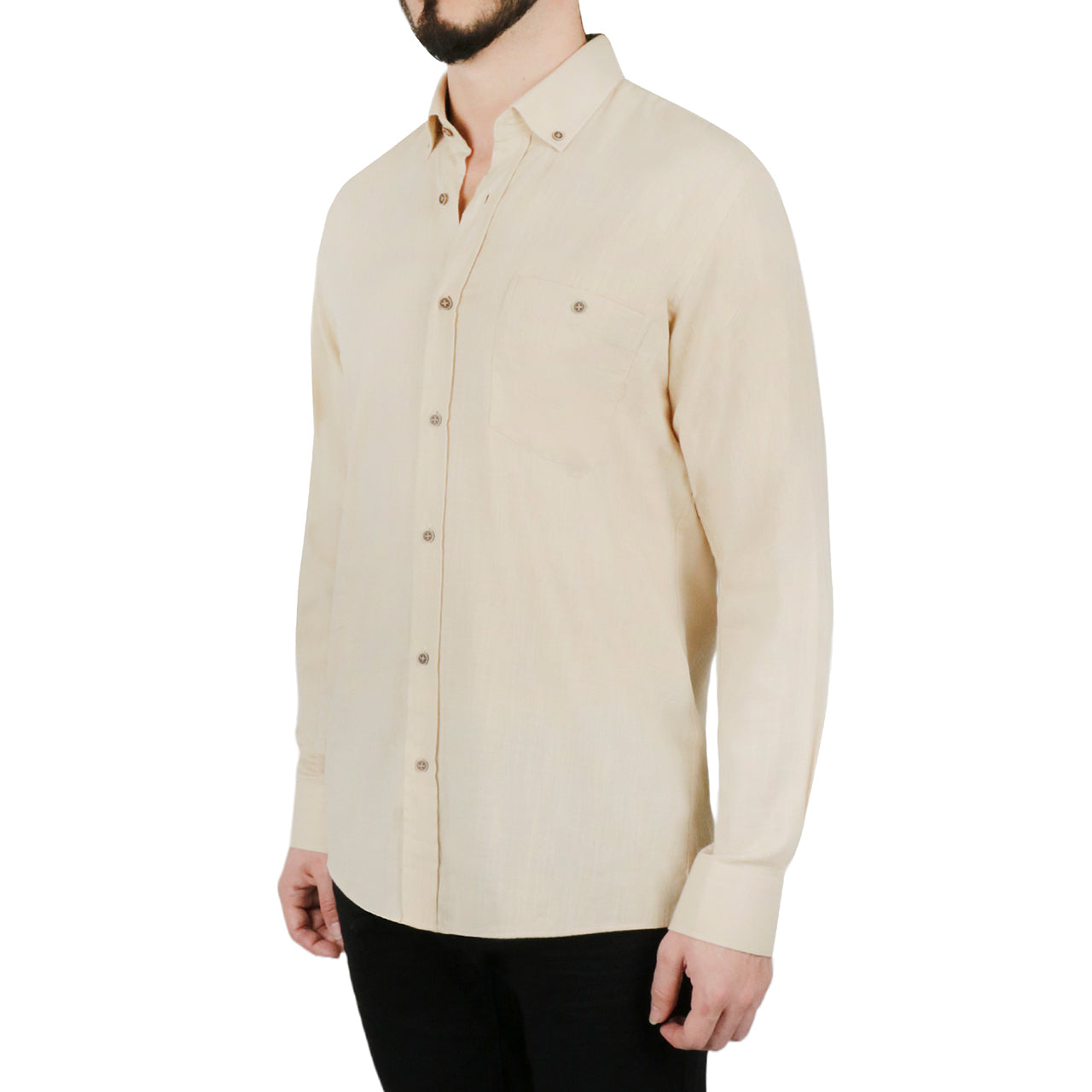  Solid Beige Dress Shirt - Beige - Bonton