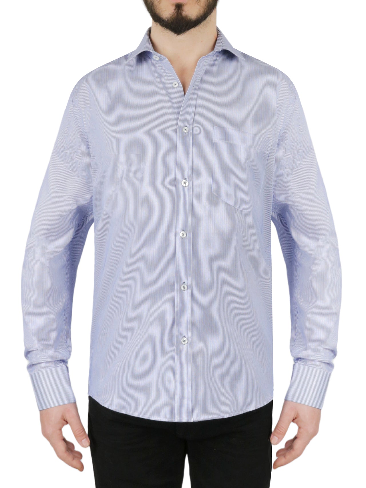  Blue Striped Dress Shirt - Blue - Bonton