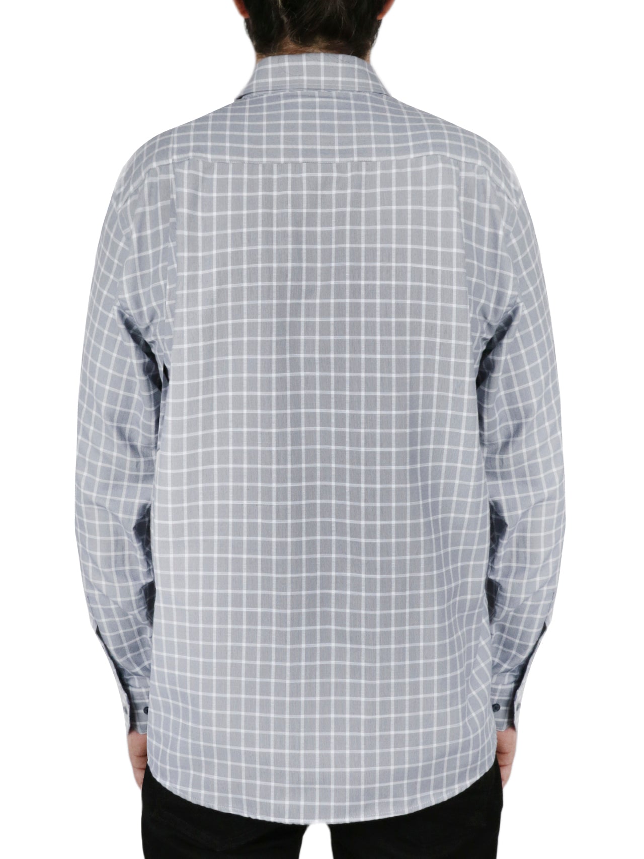  Windowpane Checkered Dress Shirt in Grey - Gray - Bonton